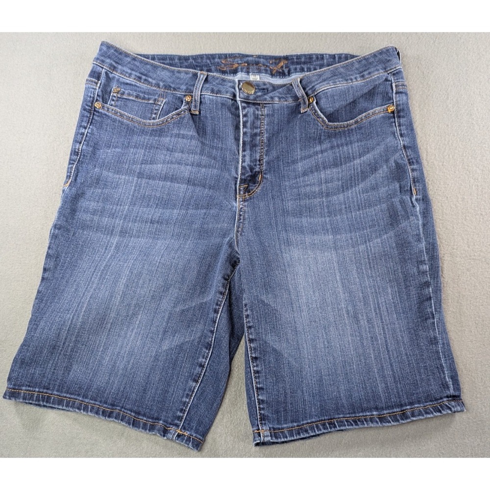 Seven7 Women Denim Bermuda Shorts Size 16 Blue